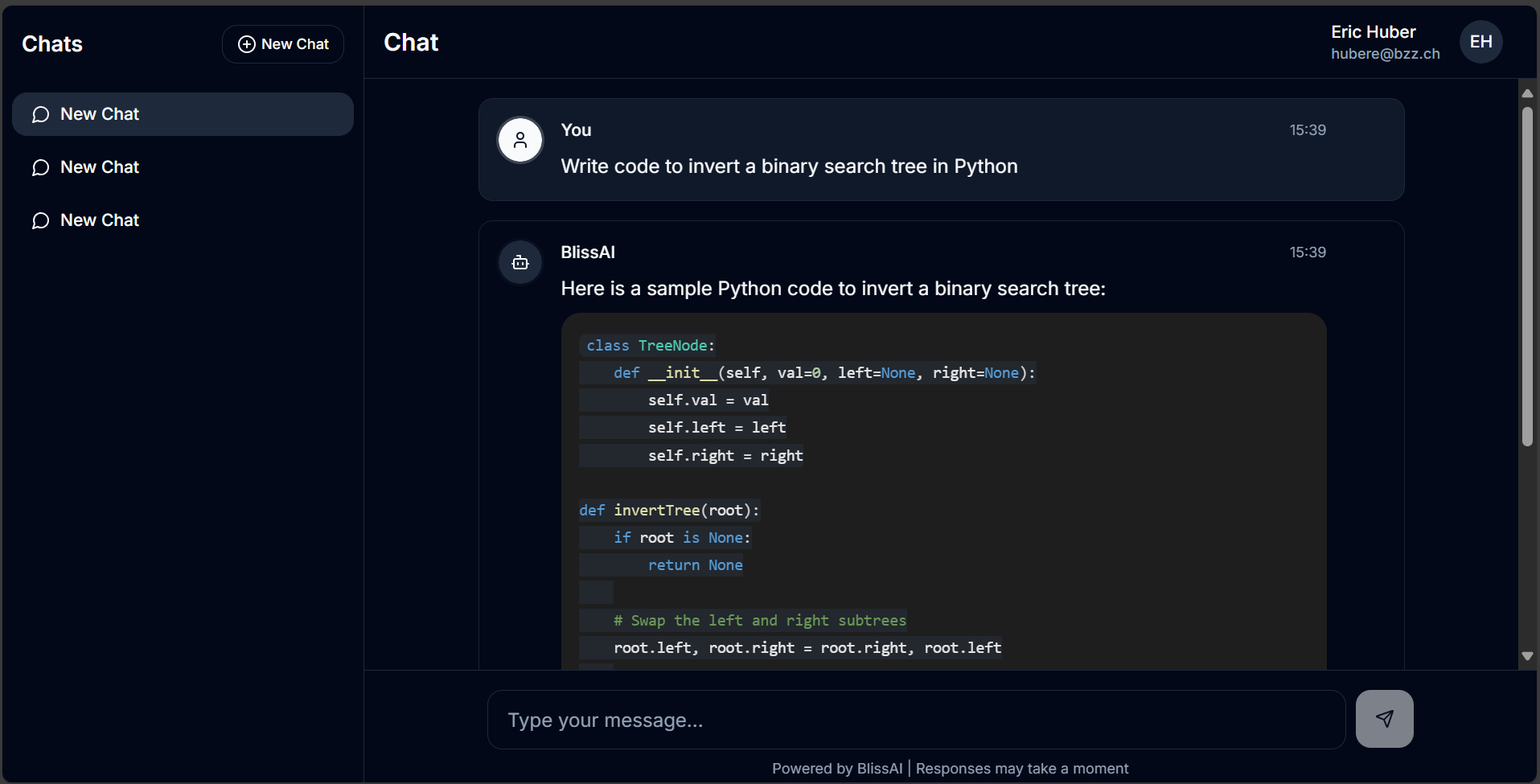 BlissAI Chatbot Preview